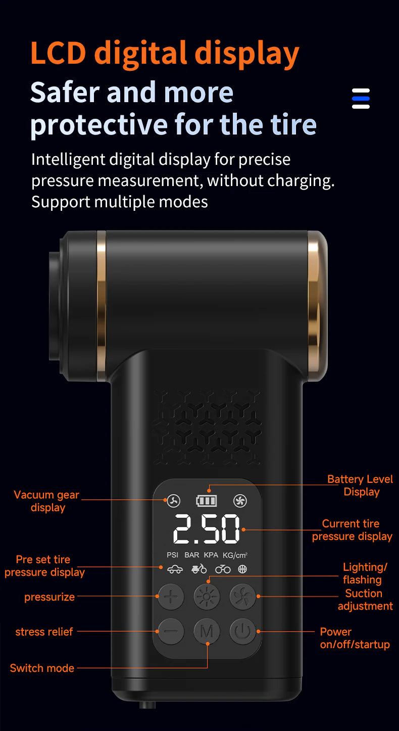 KORVA AirVac Pro 5-in-1 Cordless Car Vacuum + Tire Inflator