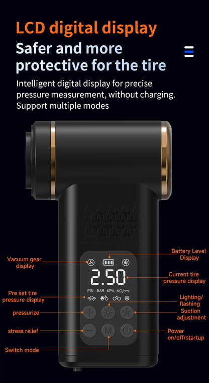 KORVA AirVac Pro 5-in-1 Cordless Car Vacuum + Tire Inflator